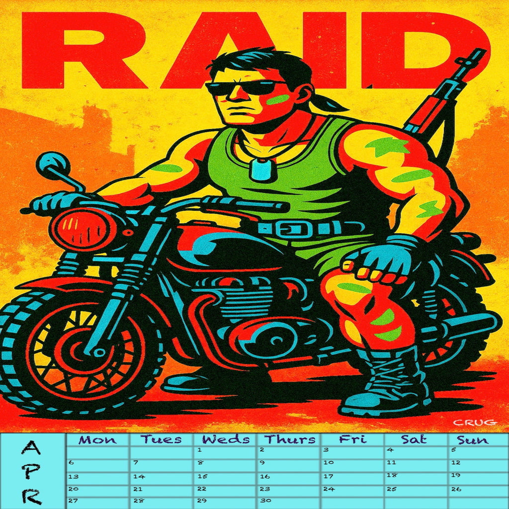 BIKER-BODS 'RAID' Calendar 2026 Digital Wallpaper Bundle for desktop, laptop, iPad/tablet, iPhone & android.