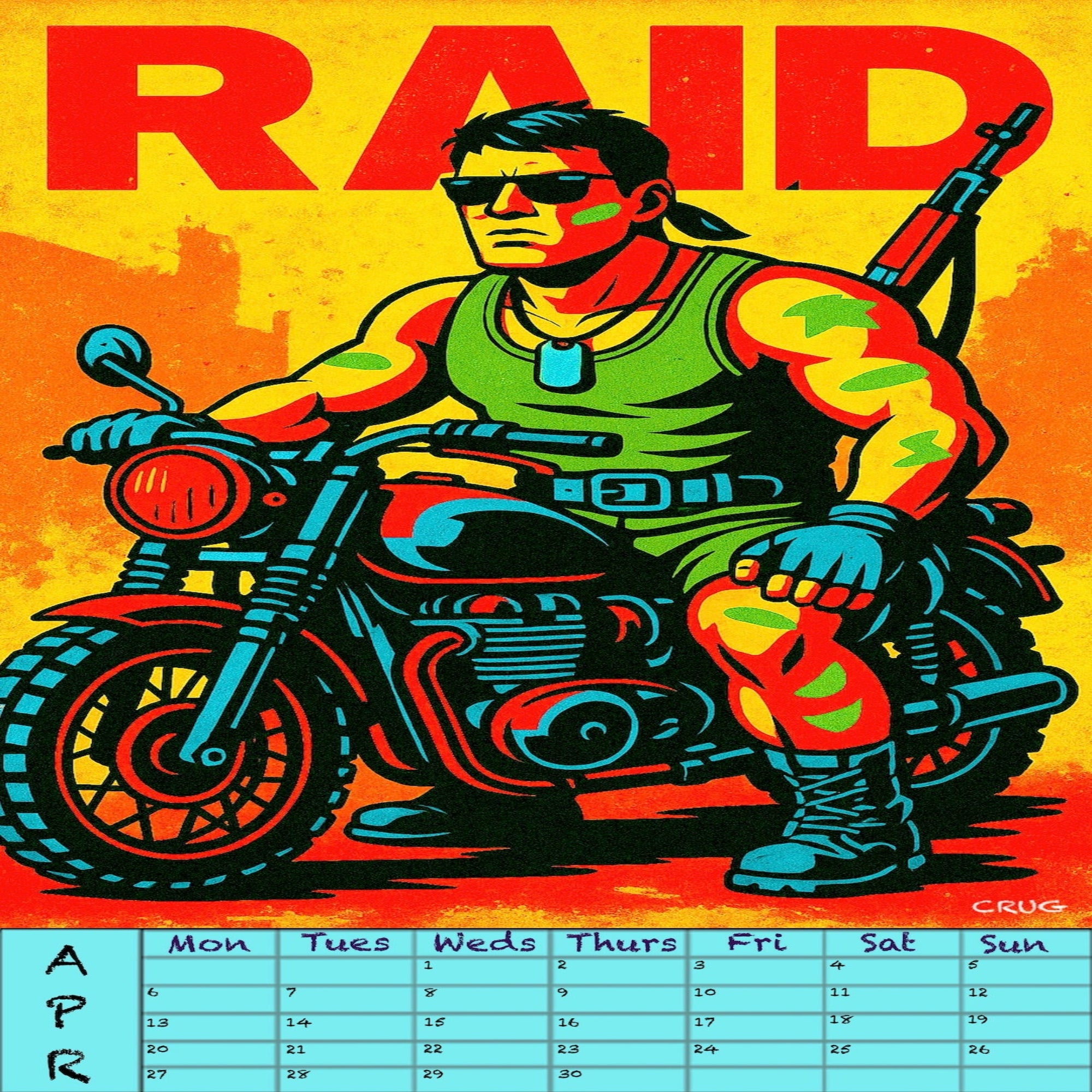 BIKER-BODS 'RAID' Calendar 2026 Digital Wallpaper Bundle for desktop, laptop, iPad/tablet, iPhone & android.